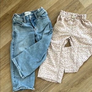 Blue Denim Jeans and Pink Floral Pants for Kids